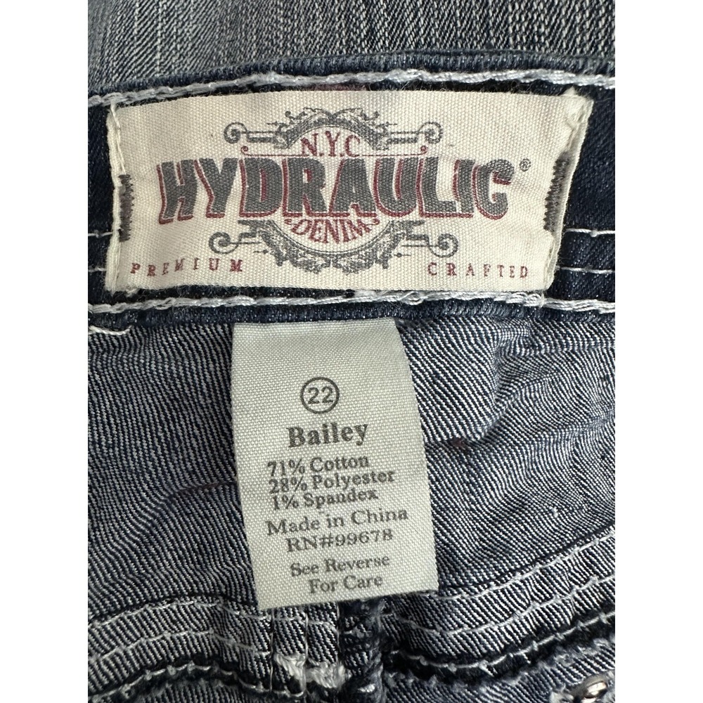 Hydraulic Bailey Jeans Womens 22 Blue Distressed Embroidered Capri Cropped Denim - Picture 3 of 10